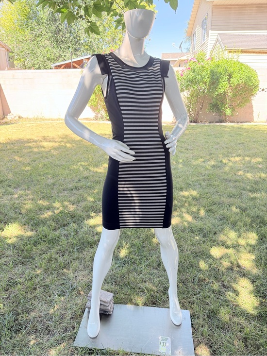 bebe Dresses & Skirts - bebe Black and White Striped Sheath Mini Dress
